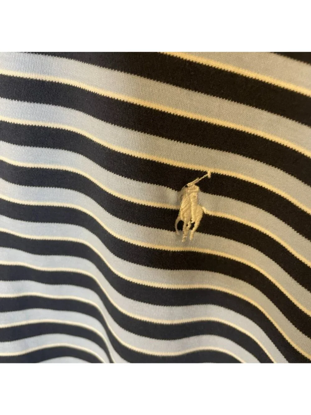 Polo Ralph Lauren Striped Polo Golf Shirt Blue L Embroidered Pony Logo Soft